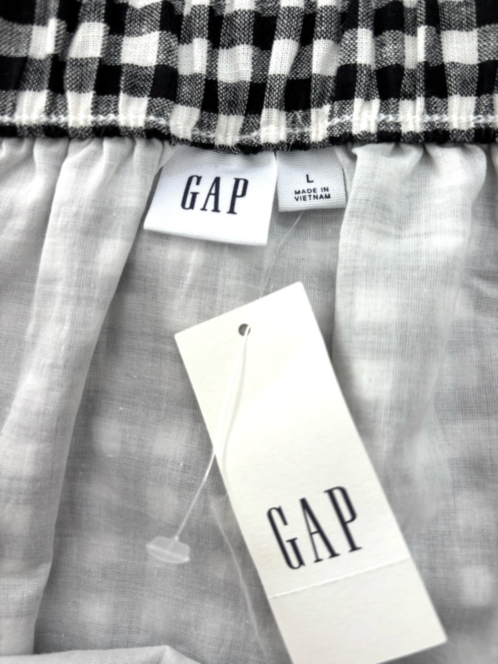 Gap Gingham Midi Skirt NWT Linen Blend Black & White L - Picture 6 of 8